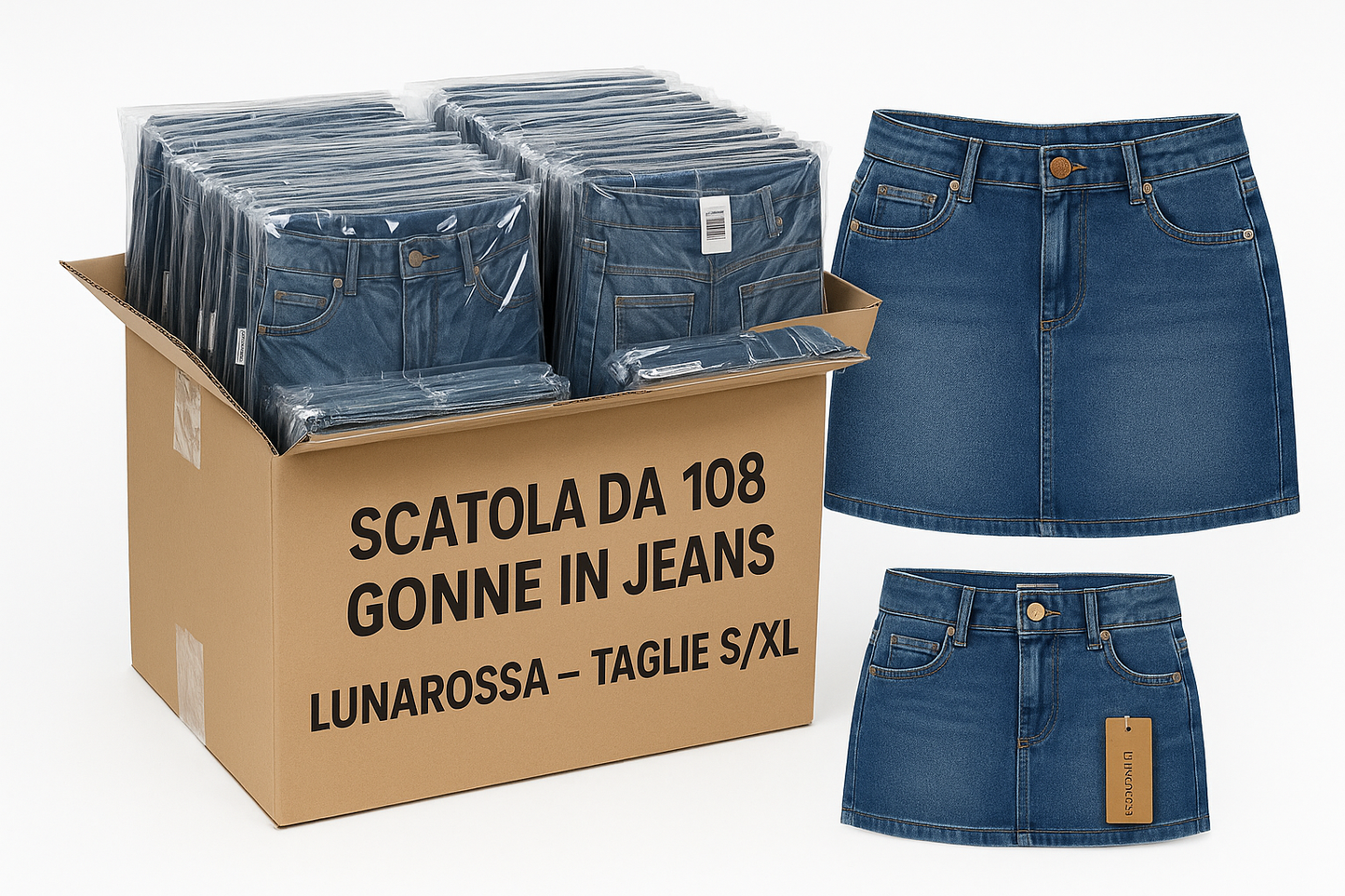 Scatola da 108 Gonne in Jeans Lunarossa – Taglie S/XL